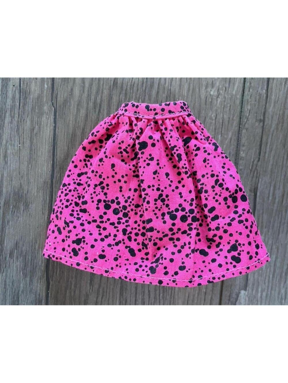 Barbie Doll Pink Skirt With Black Pattern Doll Skirt